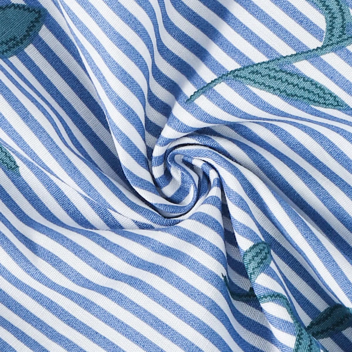 Baby / Toddler Floral Print Striped Off Shoulder Onesies Light Blue image 5