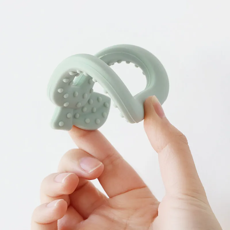 bebê mordedor brinquedos toddle pêra segura dentição silicone anel de mastigar escova de dentes cuidados dom contas de enfermagem dental para o infante Azul Claro big image 1