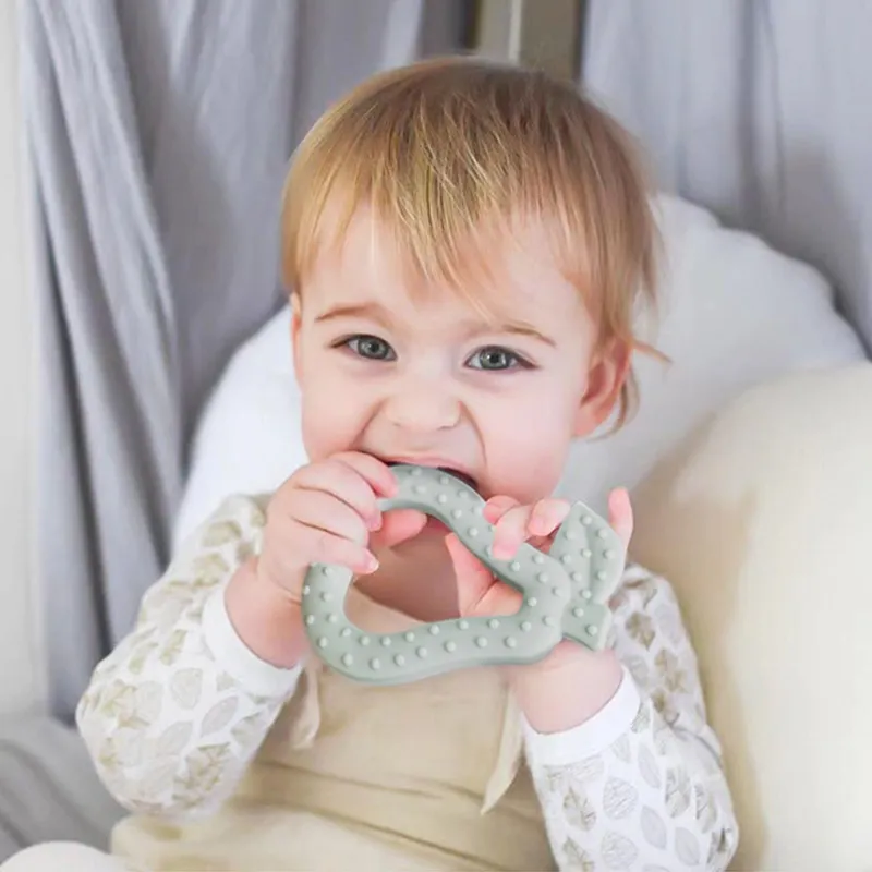 bebé mordedor juguetes toddle pera segura para la dentición de silicona anillo de masticar el cuidado del cepillo de dientes cuentas de enfermería regalo dental para bebés Azul Claro big image 1