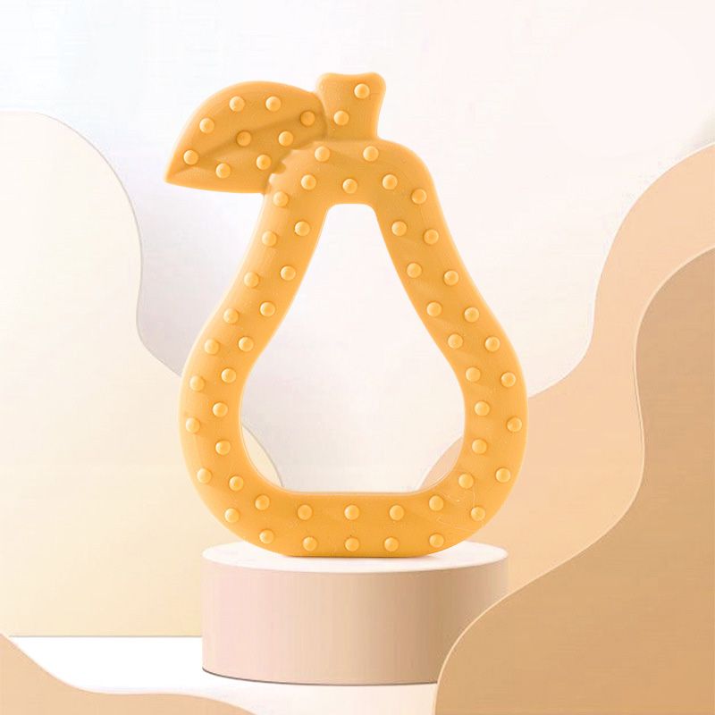 Baby Teether Toys Toddle Safe Pear Teething Ring Silicone Chew Dental Care Toothbrush Nursing Beads 