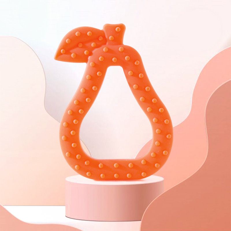 Baby Teether Toys Toddle Safe Pear Teething Ring Silicone Chew Dental Care Toothbrush Nursing Beads 