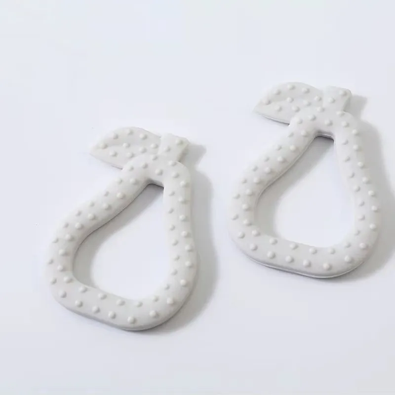 Baby Teether Toys Toddle Safe Pear Teething Ring Silicone Chew Dental Care Toothbrush Nursing Beads Gift For Infant  image 3