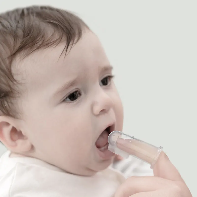4 Sticks (1 pack) Baby Finger Toothbrush Silicon Toothbrush Children Teeth Clear Soft Silicone Infant Tooth Brush Rubber Cleaning White image 3