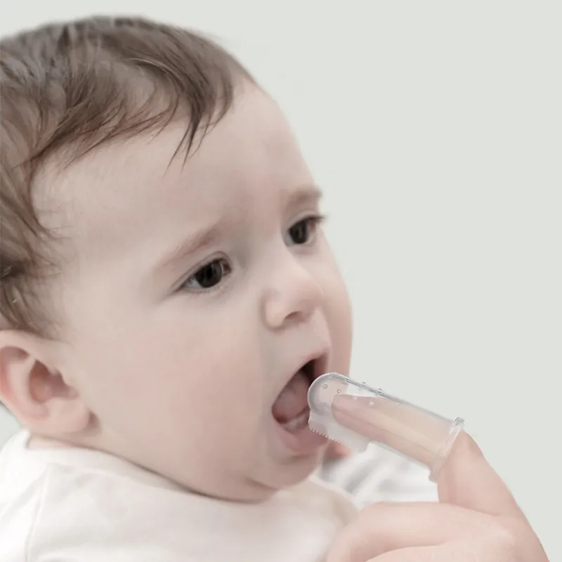4 bastoni (1 pezzo) bambino dito spazzolino da denti per bambini silicio denti chiaro infantile in silicone pulizia gomma morbida spazzolino da denti Bianco big image 1