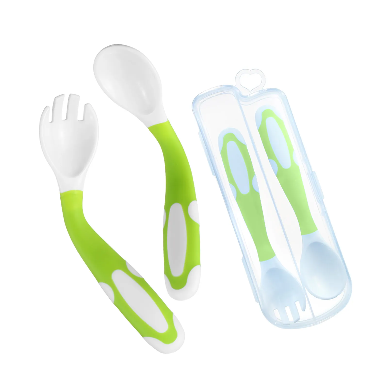 2Pcs Silicone Spoon for Baby Utensils Set Auxiliary Food Toddler Learn To Eat Training Bendable Soft