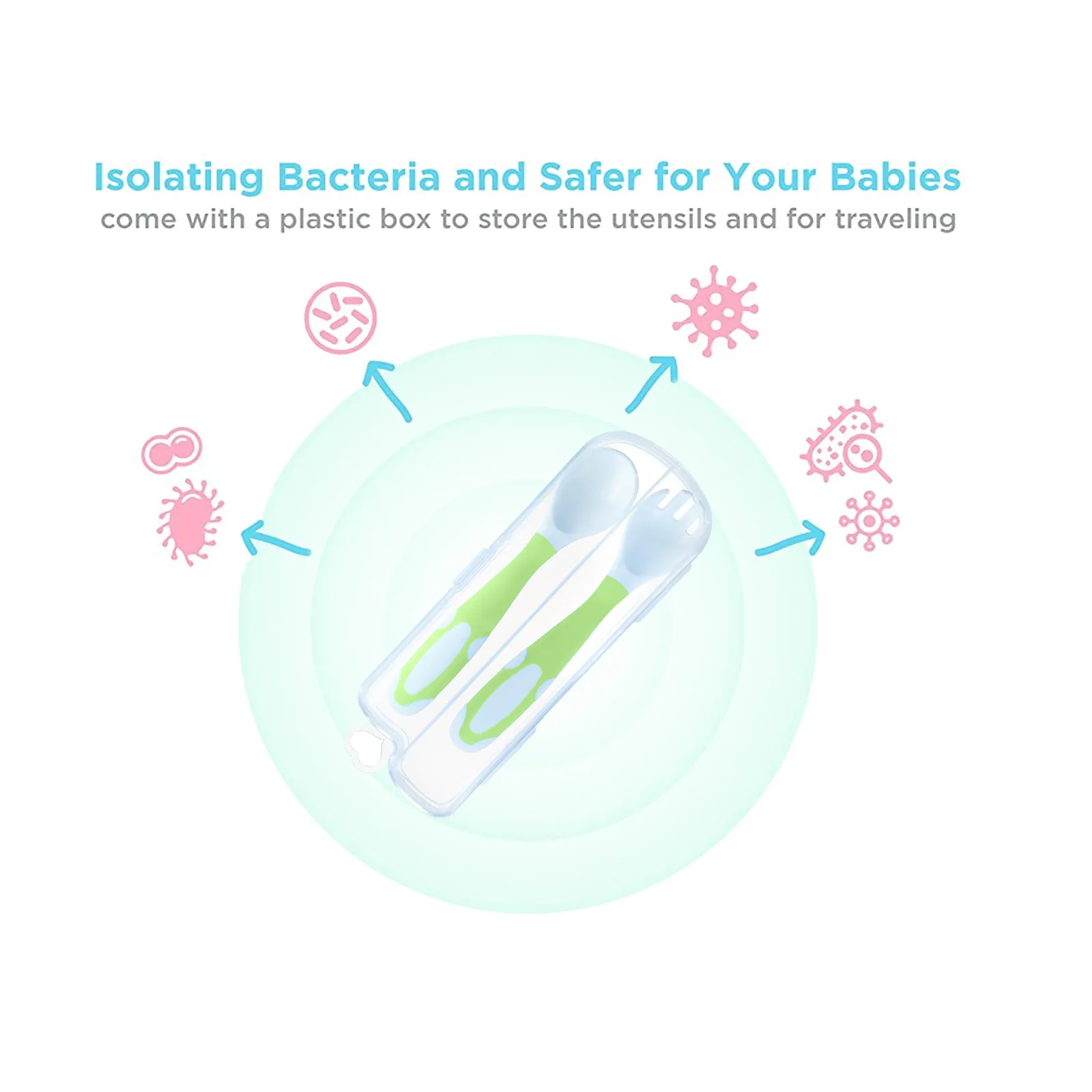 2Pcs Silicone Spoon for Baby Utensils Set Auxiliary Food Toddler Learn To Eat Training Bendable Soft Fork Infant Children Tableware Light Green image 5
