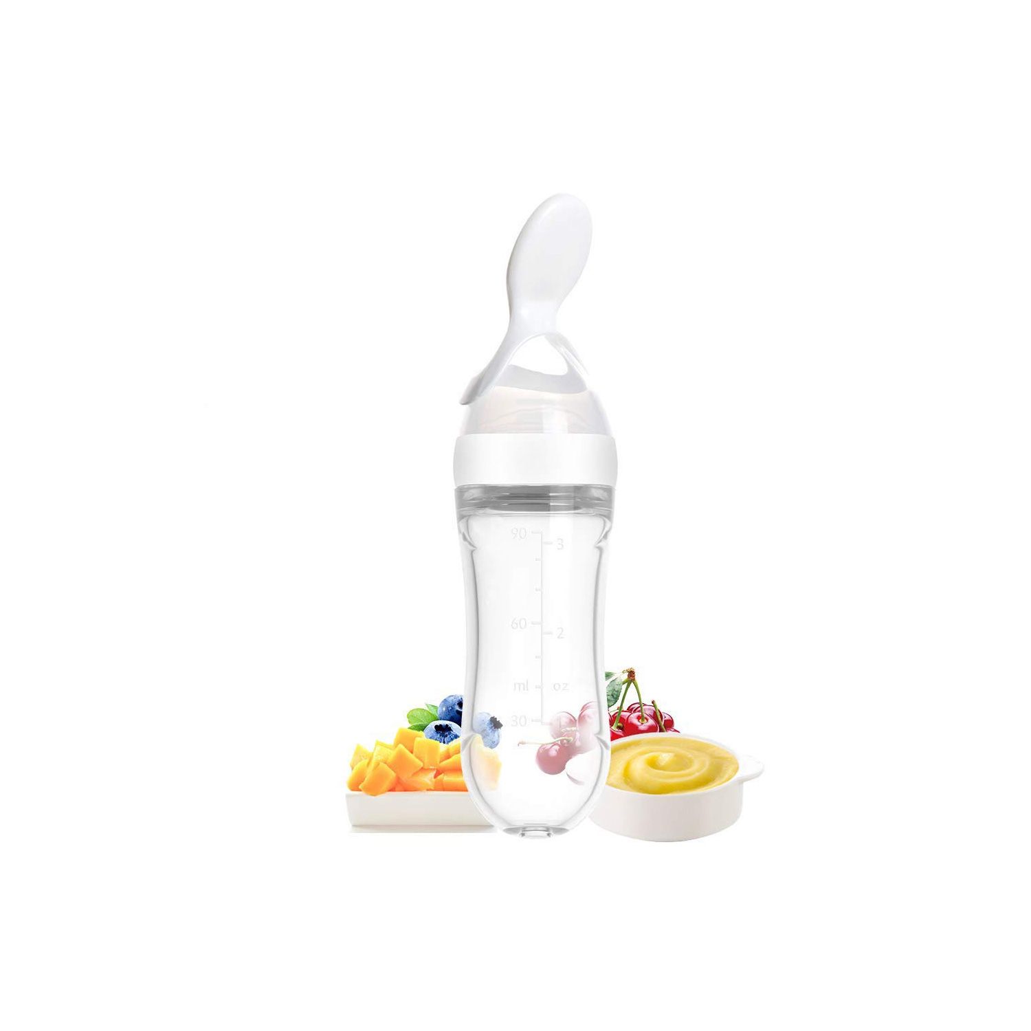 Silicone Baby Food Dispensing Spoon, 90ml / 3oz Infant Food Squeeze Feeder
