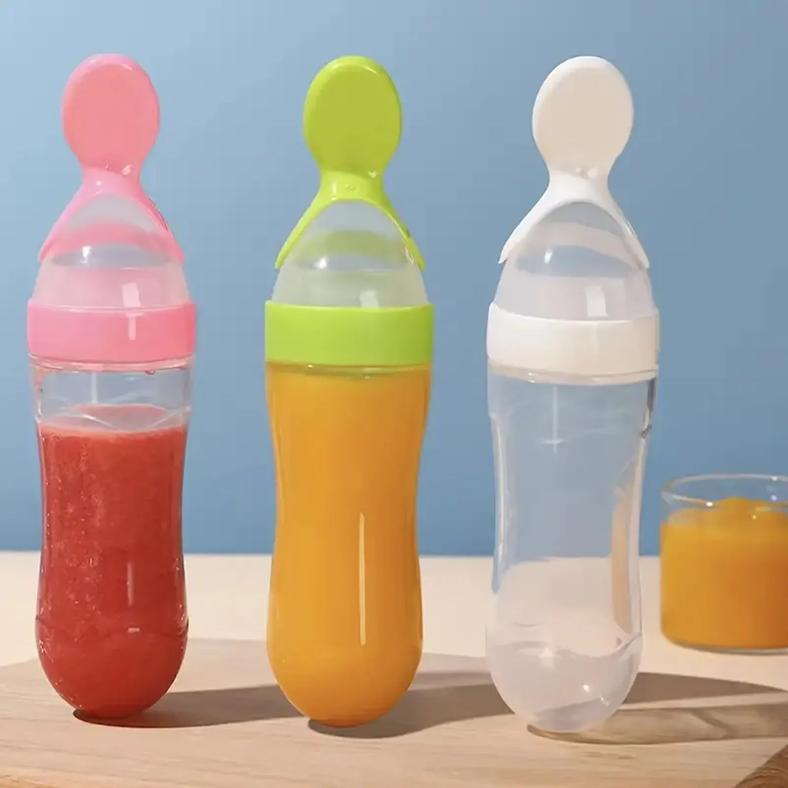 Silicone Baby Food Dispensing Spoon, 90ml / 3oz Infant Food Squeeze Feeder White image 3