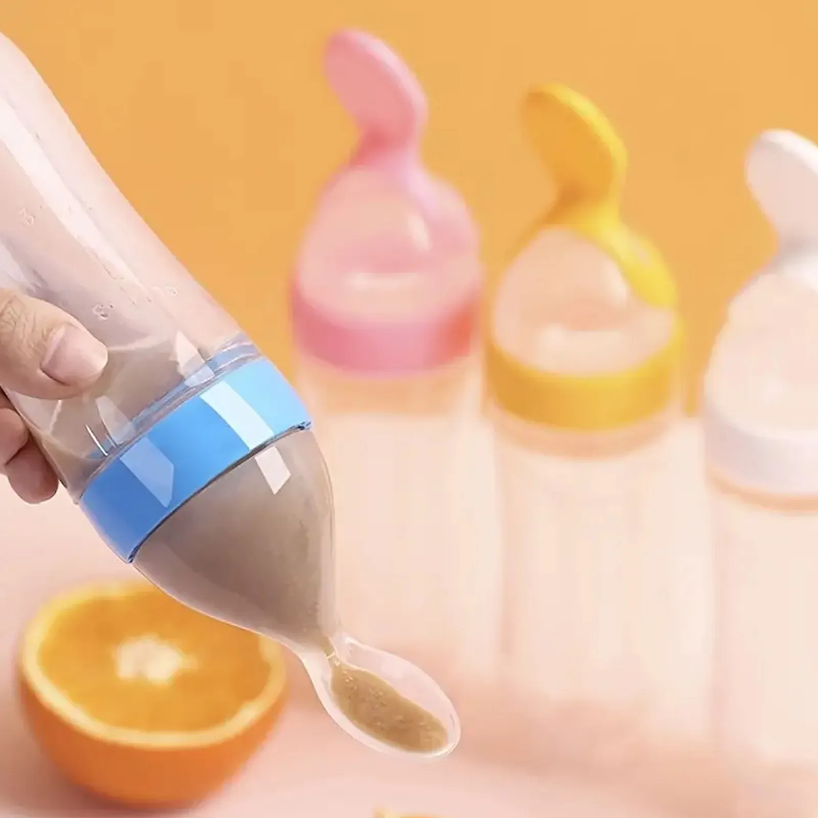 Silicone Baby Food Dispensing Spoon, 90ml / 3oz Infant Food Squeeze Feeder