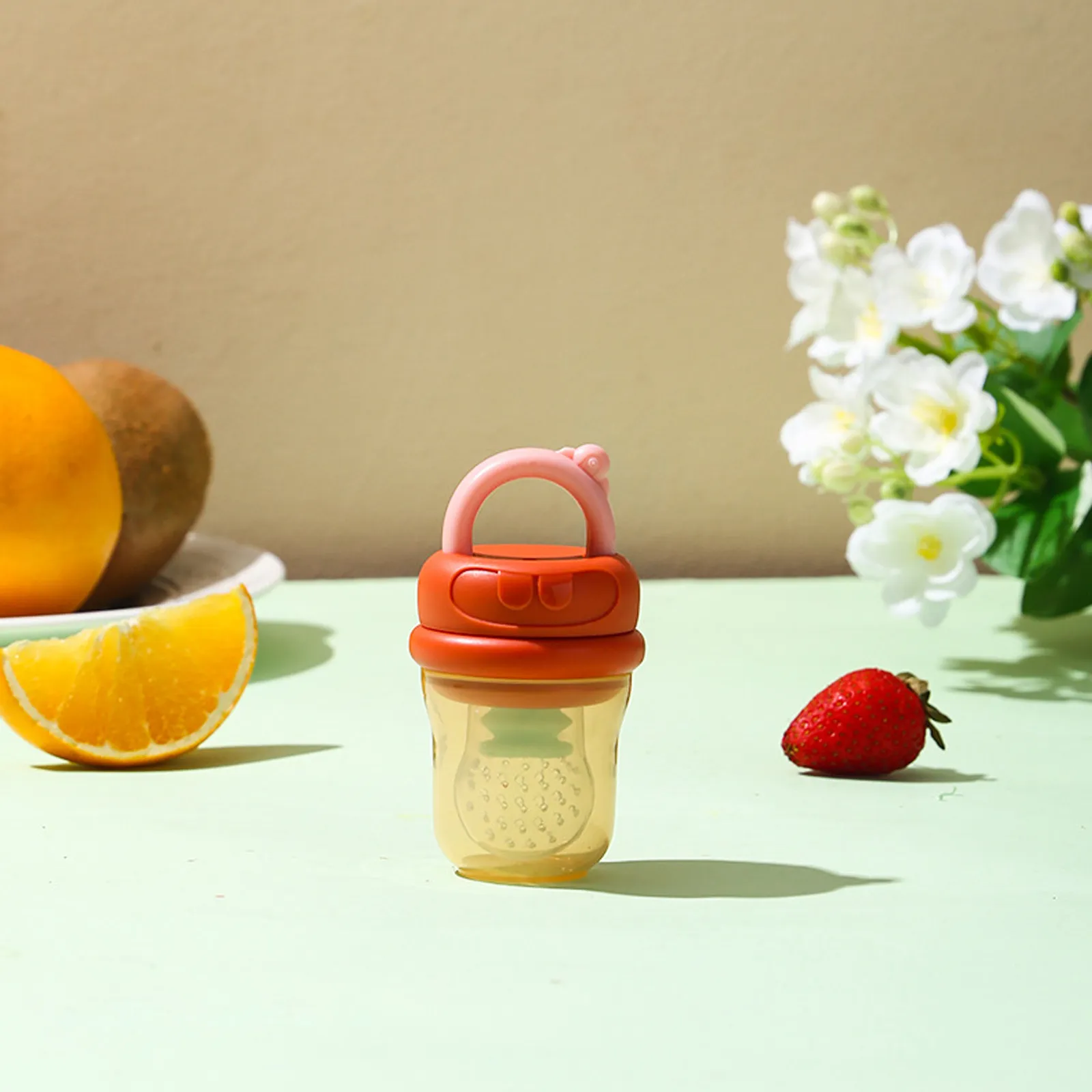 Baby Fruit Feeder | Fresh Food Feeder Pacifier | Silicone Teething Toy Teething Relief Appetite Stimulation for Baby Feeding Pink
