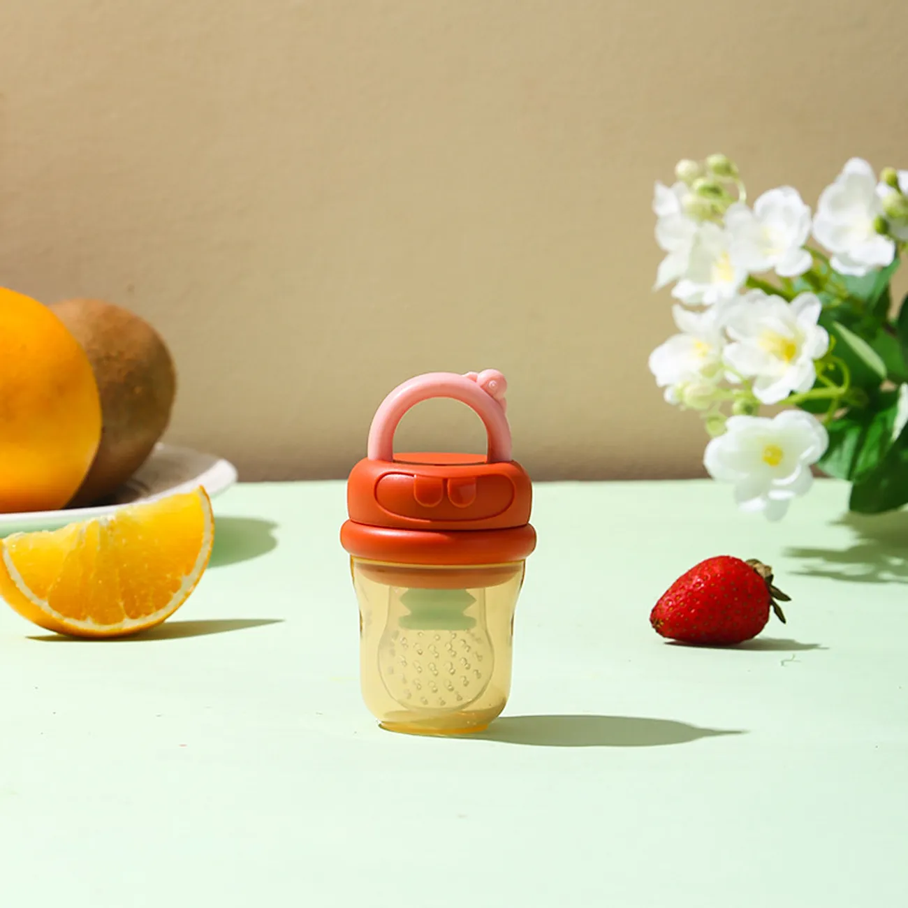 Baby-Obst-Feeder | Schnuller für Frischfutter | Silikon Zahnen Spielzeug Zahnen Erleichterung Appetit Stimulation für Baby Fütterung rosa big image 1