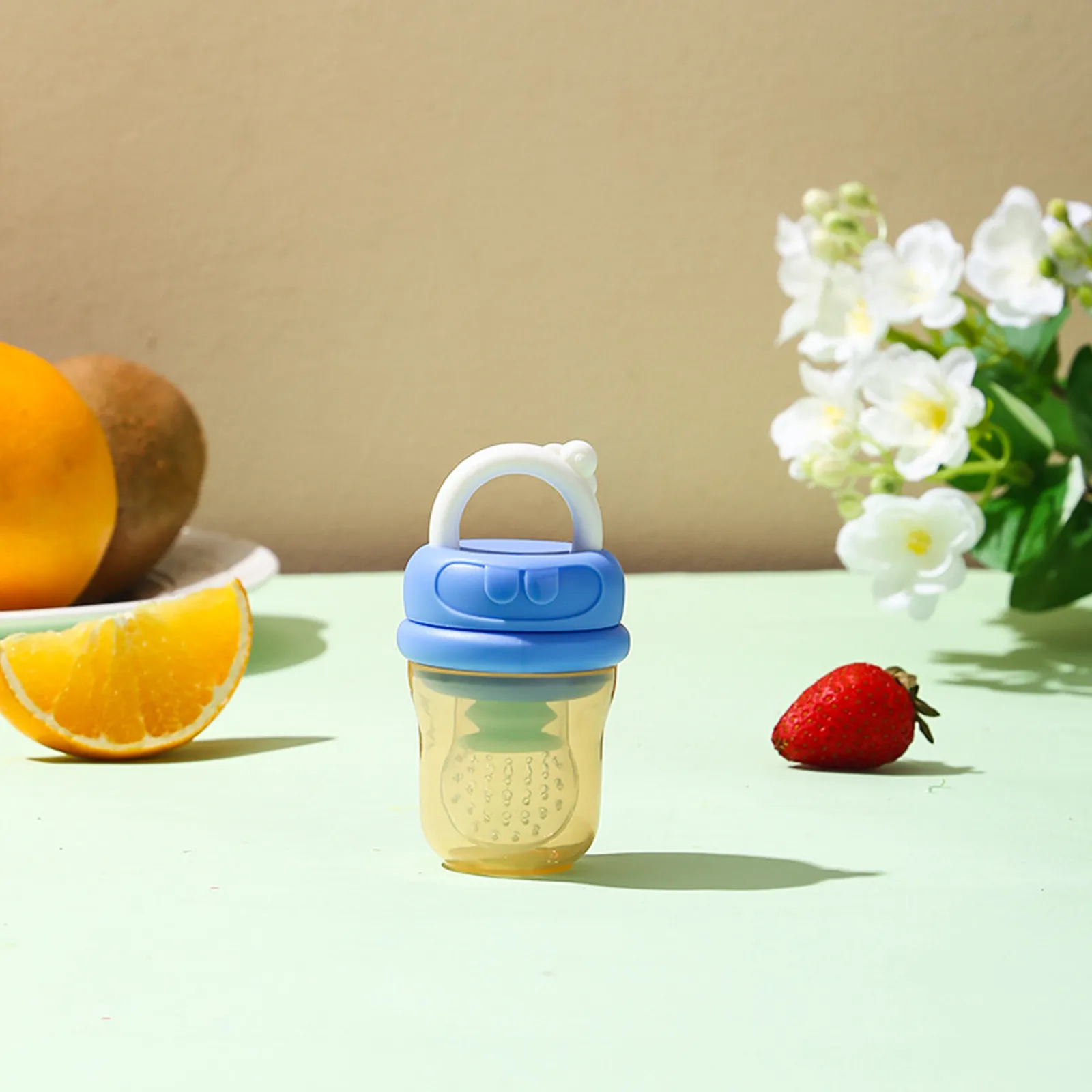 Baby Fruit Feeder | Fresh Food Feeder Pacifier | Silicone Teething Toy Teething Relief Appetite Stimulation for Baby Feeding Light Blue big image 1