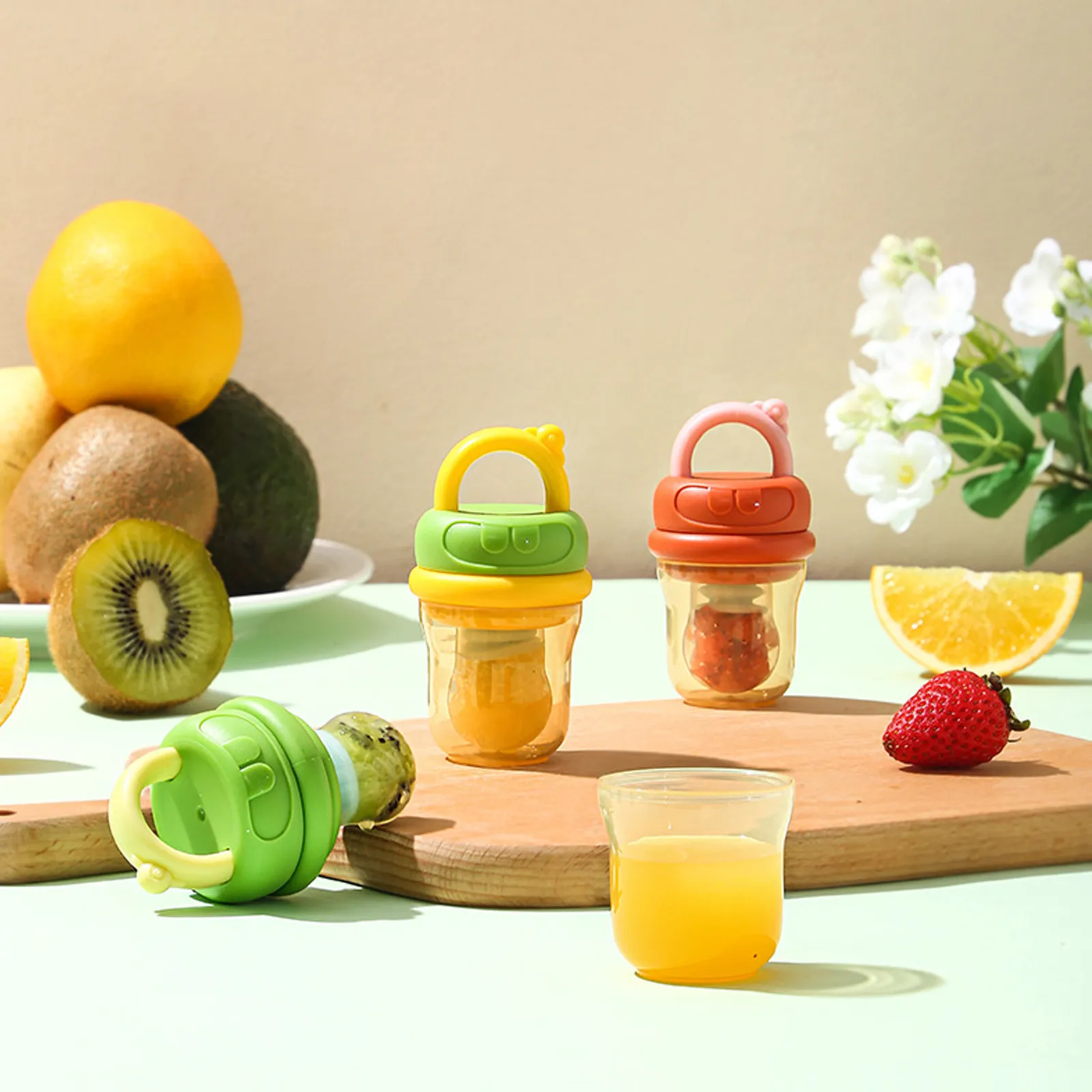 Baby Fruit Feeder | Fresh Food Feeder Pacifier | Silicone Teething Toy Teething Relief Appetite Stimulation for Baby Feeding Light Blue image 2