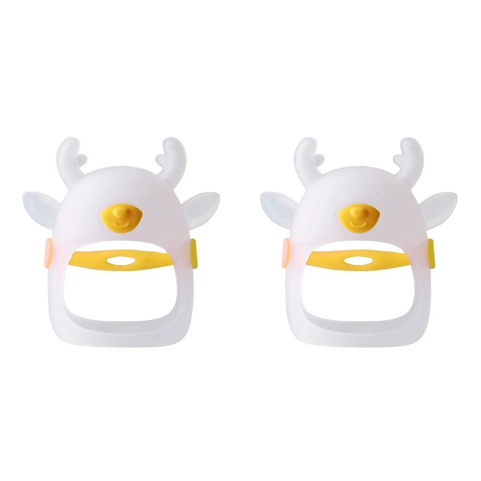 2 pcs Silicone Teething Glove with Open Design and Soft Texture for Babies Yellow