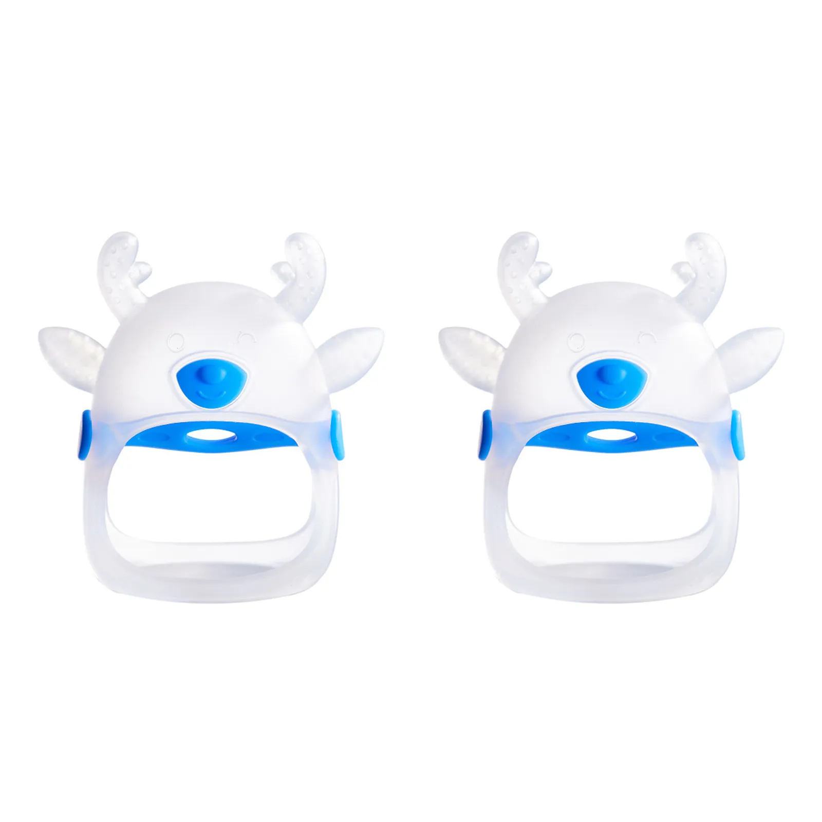 2 pcs Silicone Teething Glove with Open Design and Soft Texture for Babies Light Blue