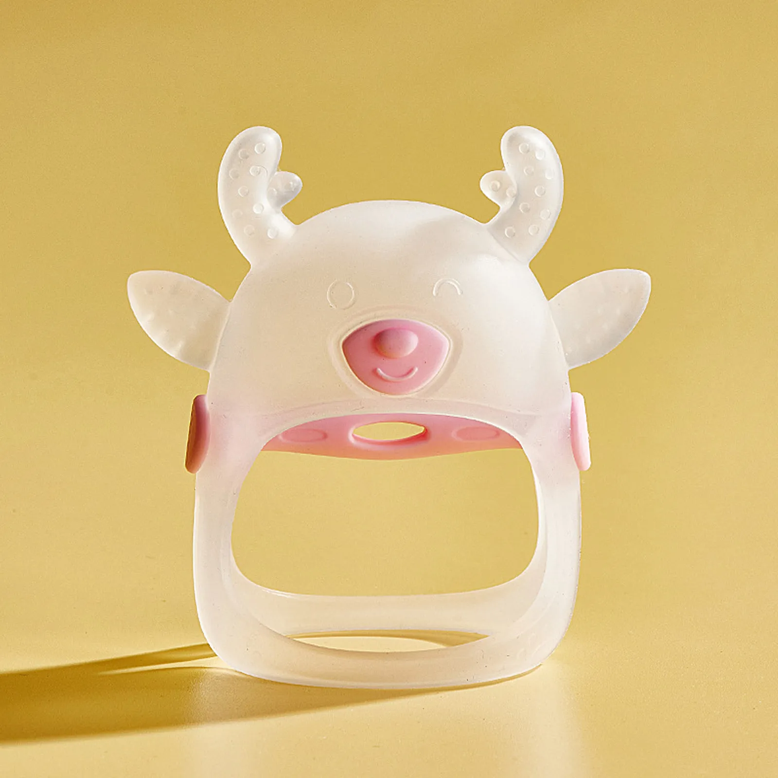 2 pcs Silicone Teething Glove with Open Design and Soft Texture for Babies Dark Pink image 3