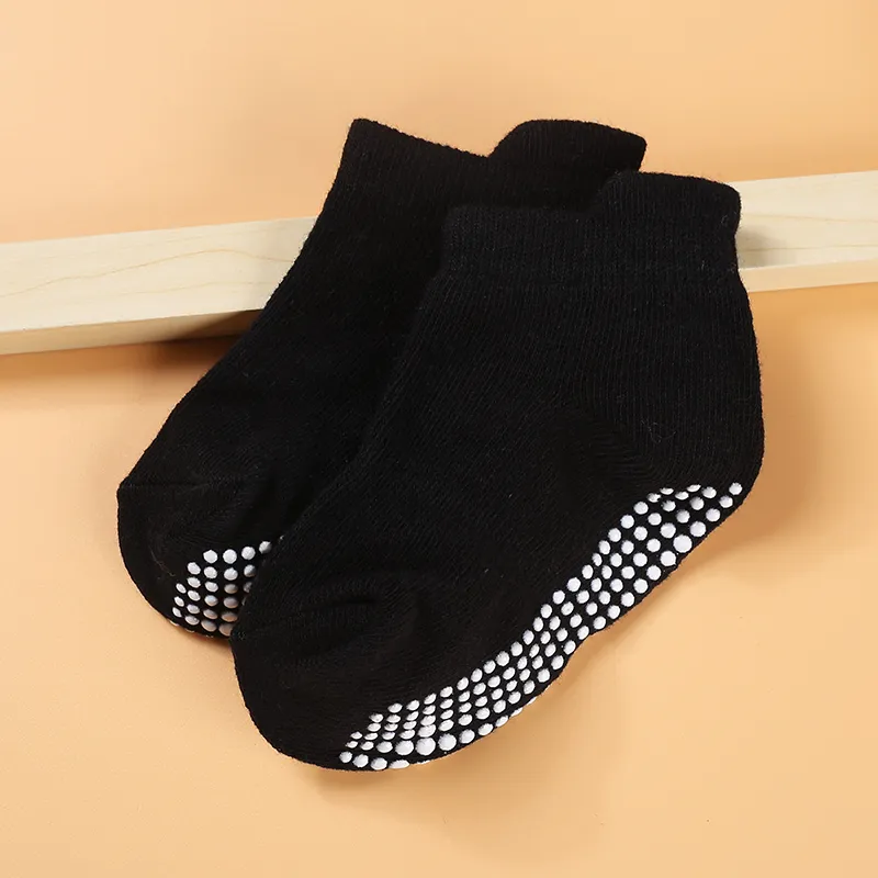 Baby / Toddler Solid Antiskid Socks Black big image 1