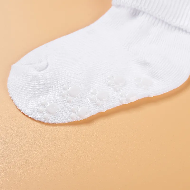 calcetines antideslizantes sólidos para bebés / niños pequeños Blanco big image 1