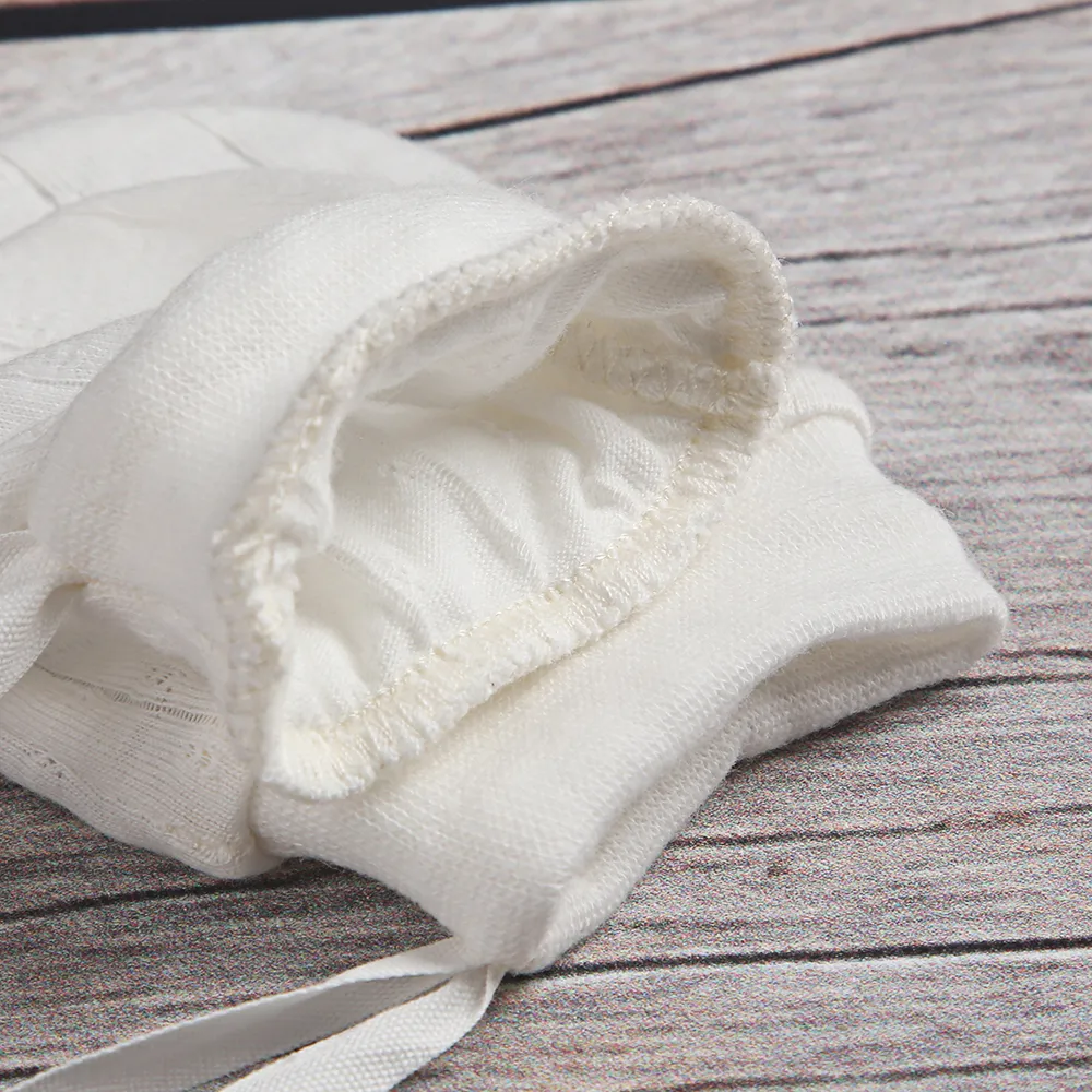 gants anti-rayures en coton solide respirant pour bébé Blanc big image 1