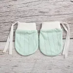guantes antiarañazos de algodón transpirable sólido para bebés Verde