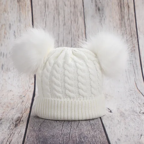 Baby / Toddler Solid Pompon Kintted Beanie Hat