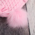 Baby-/Kleinkind-Mütze mit festem Bommel, gestrickt rosa image 4