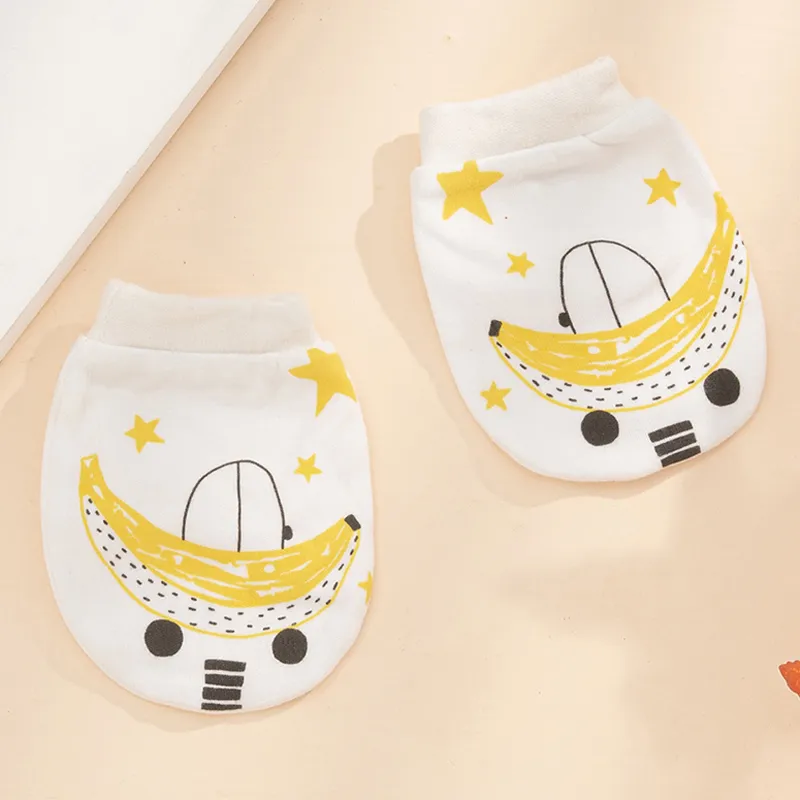 luvas anti-arranhões de animal de desenho animado para bebê Amarelo Claro big image 1