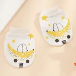 luvas anti-arranhões de animal de desenho animado para bebê Amarelo Claro