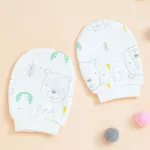 guantes anti-arañazos de impresión de dibujos animados bebé Verde / Blanco