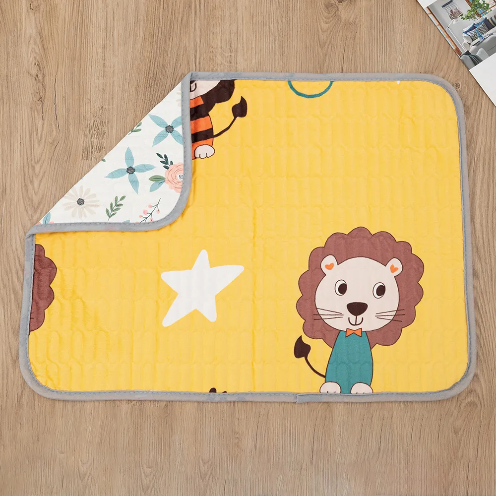 100% Cotton Cartoon Print Portable Diaper Waterproof Foldable Changing Pad Travel Diaper Change Mat 54*70cm/21.3*27.6 inch (Dinosaur Direction Random) big image 5