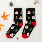 100% Cotton Christmas Santa Pattern Black Socks for Mom and Me  image 2