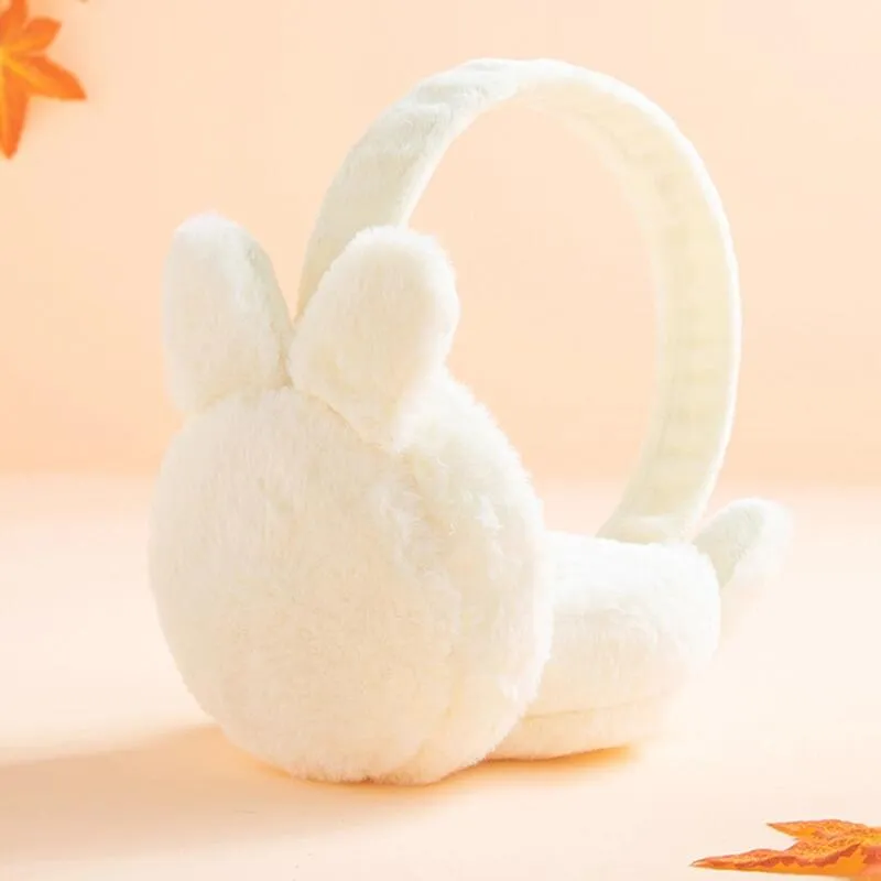 Girl/Boy Button Design Basic Solid Color Jumpsuit  Ear Muffs White