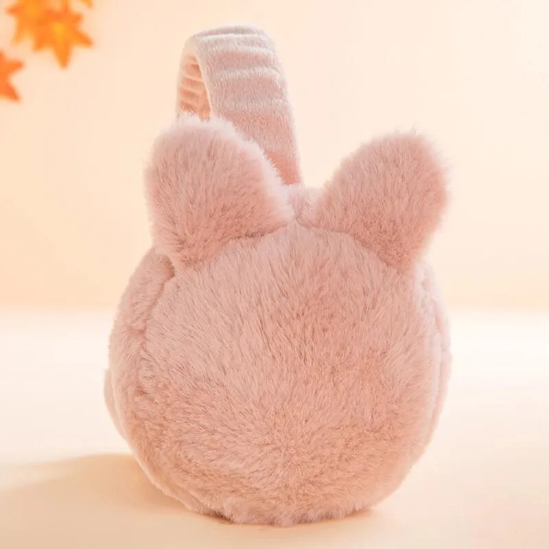 Toddler / Kid Winter Rabbit Earmuffs Warm Plush Foldable Outdoor Ear Warmers Ear Muffs Pink image 3