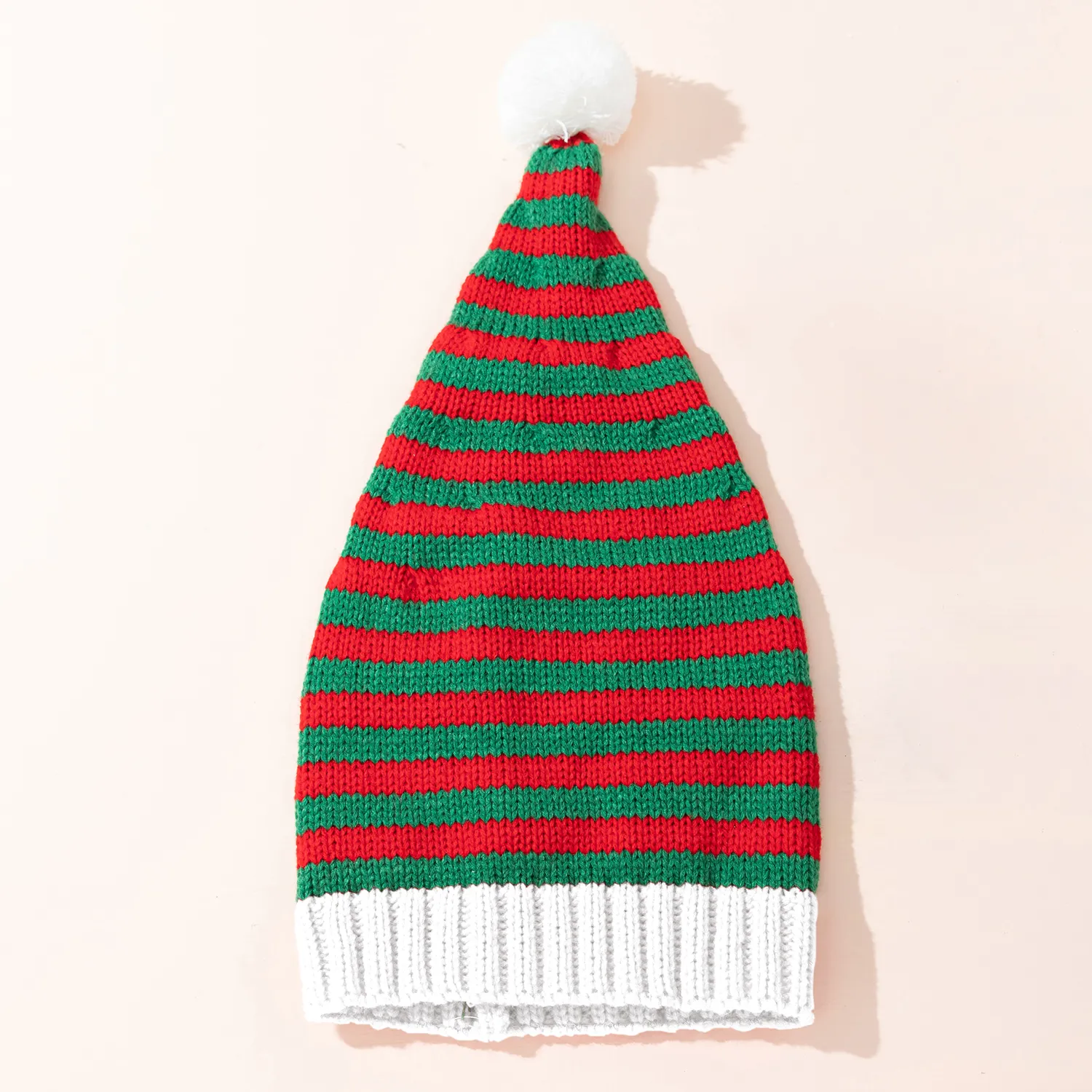 Santa Beanie Hat Christmas Red and White Knitted Christmas Caps Winter Hat Xmas Hats for Mom and Me Green/White/Red image 3