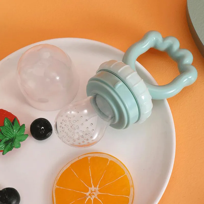 BPA Free Baby Vegetable Fruit Feeder Food Pacifier Chew Feeder Baby Silicone Pacifier Massage Gums Mint Green big image 1