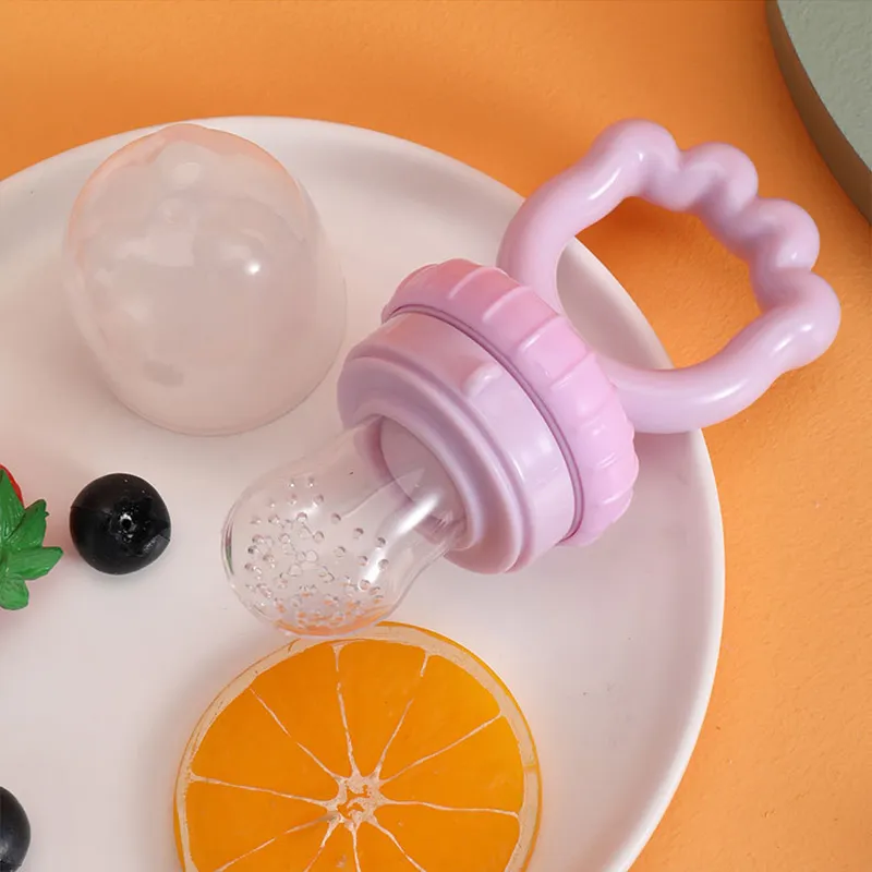 BPA Free Baby Vegetable Fruit Feeder Food Pacifier Chew Feeder Baby Silicone Pacifier Massage Gums Light Purple
