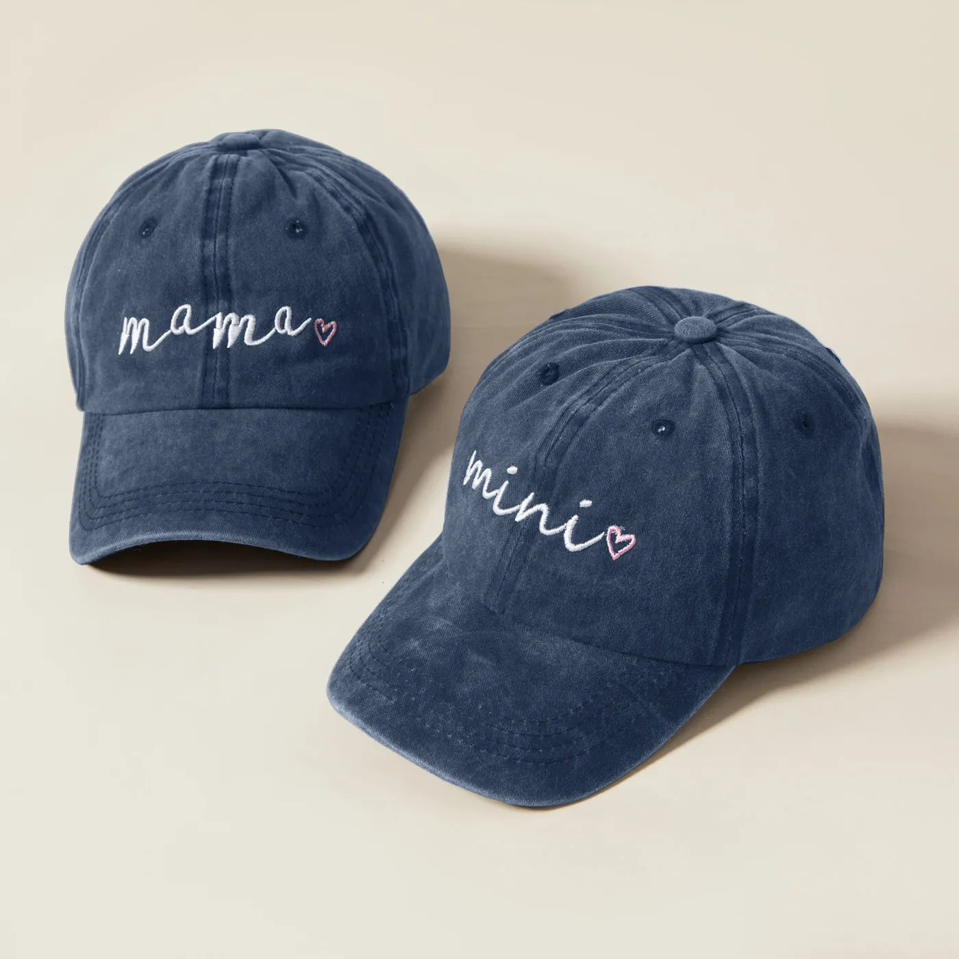 Family Matching Letter Print Baseball Caps Blue