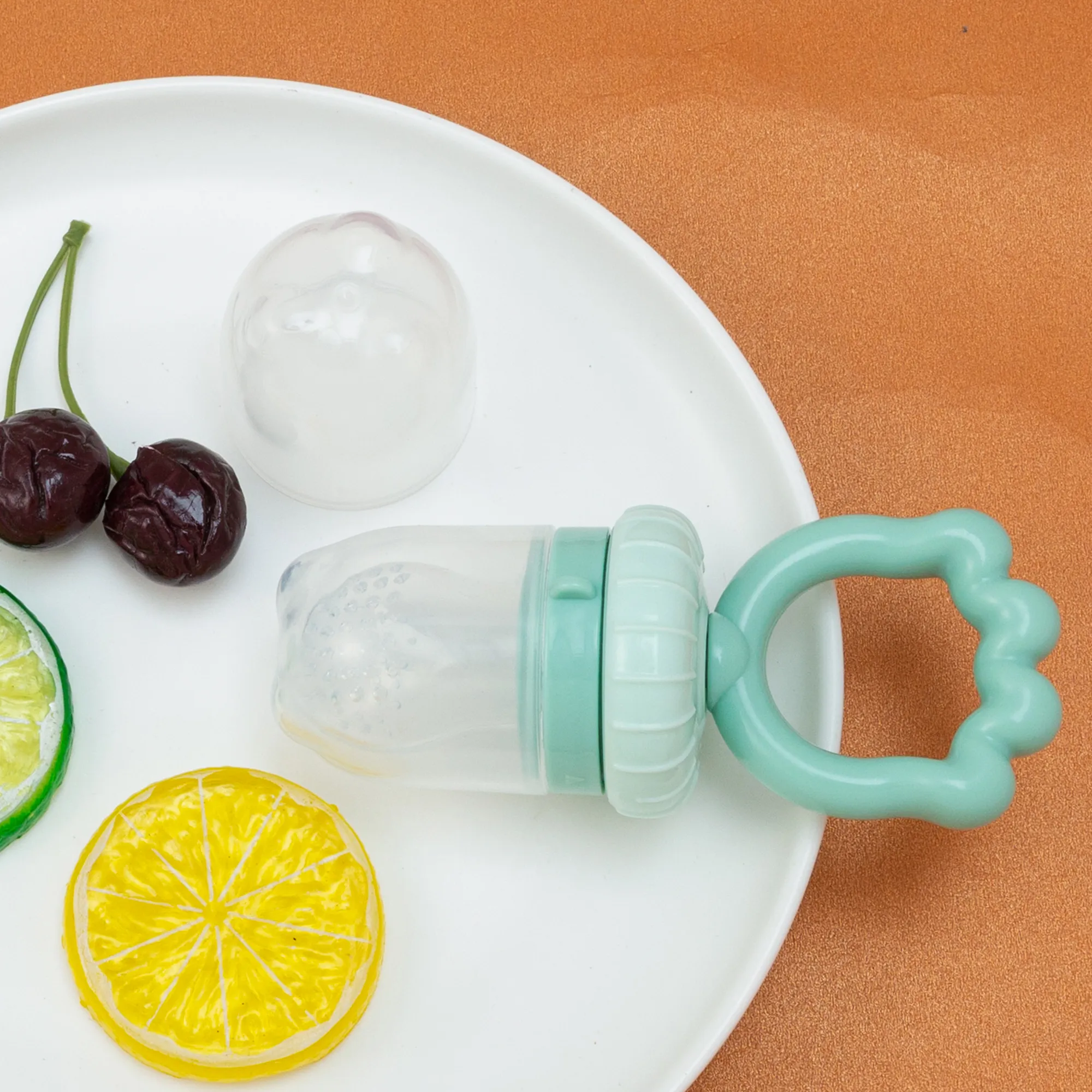 BPA Free Baby Vegetable Fruit Feeder Food Pacifier Chew Feeder Baby Silicone Pacifier Massage Gums Mint Green image 2