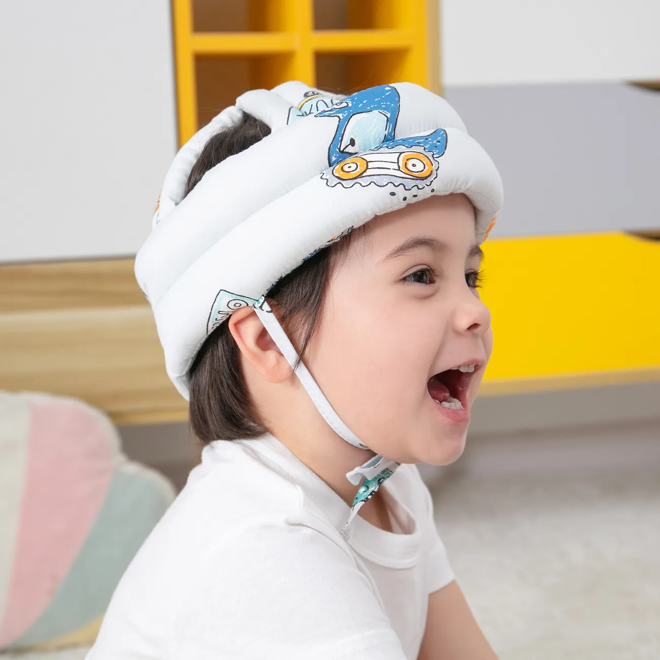Baby-Kleinkind-Kopfschutzhelm zum Krabbeln, Gehen, Kopfschutz, Anti-Kollisions-Schnürkopfkappe hellgrau big image 1