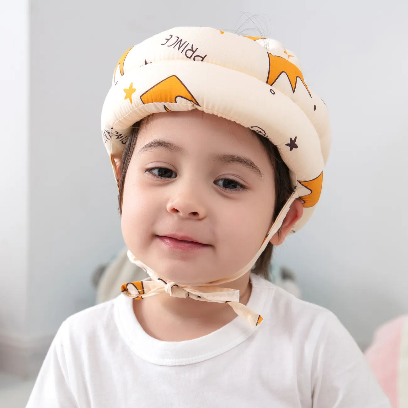 Baby Toddler Head Drop Protection Helmet for Crawling Walking Headguard Anti-collision Lace-Up Head Cap Yellow big image 1