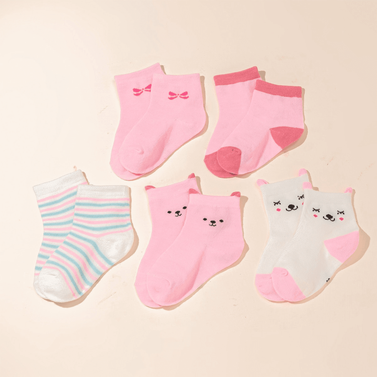 5-pack Baby / Toddler Cute Cartoon Graphic Colorblock Socks