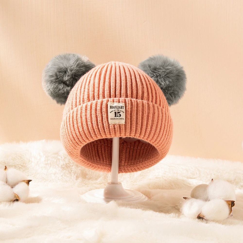 Baby / Toddler Dual Pom Pom Decor Thermal Knit Beanie