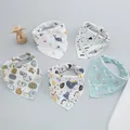 5-pack 100% Cotton Snap Button Baby Bibs Toddler Triangle Scarf Bibs for Feeding & Drooling & Teething  image 1