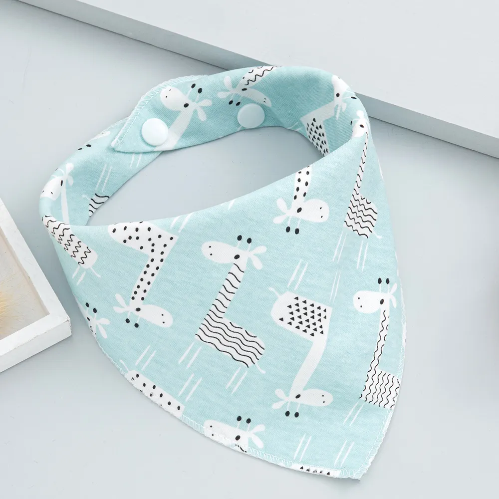 5-pack 100% Cotton Snap Button Baby Bibs Toddler Triangle Scarf Bibs for Feeding & Drooling & Teething big image 2