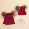 Big Pompon Decor Cable Knit Beanie Hat for Mom and Me  image 1