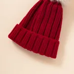 2-pack Baby / Toddler Christmas Big Pom Pom Decor Thermal Beanie Hat & Scarf Red image 3
