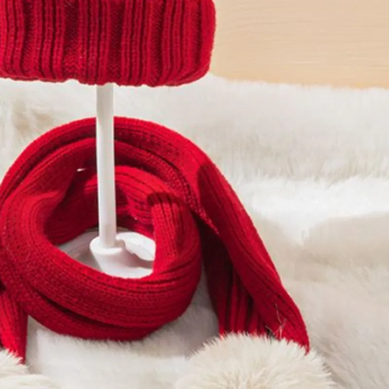 2-pack Baby / Toddler Christmas Big Pom Pom Decor Thermal Beanie Hat & Scarf Red image 4