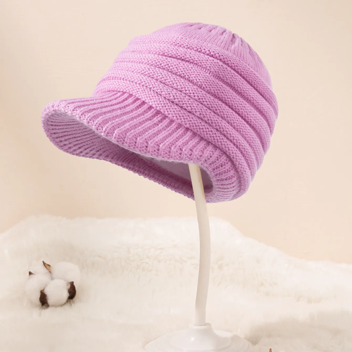 Baby Ruched Design Fleece Lined Cap  big image 1