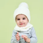 عبوة من قطعتين قبعة صغيرة محبوكة للأطفال / الأطفال الصغار ووشاح إنفينيتي أبيض image 2