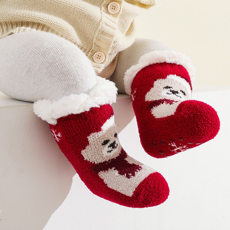 Baby Christmas Pattern Plush Thermal Thick Socks